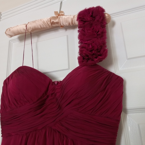 Rickie Freeman for Teri Jon chiffon evening gown from Saks, raspberry color. - Picture 2 of 13